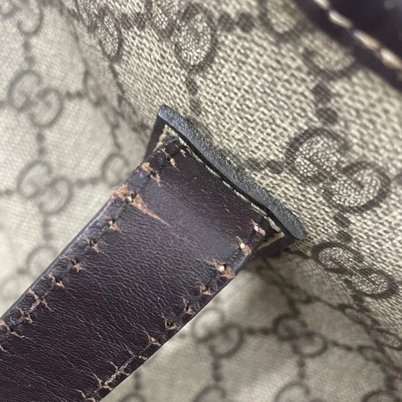 Auth GUCCI GG Supreme Handbag Tote Bag Brown PVC - Picture 10 of 16